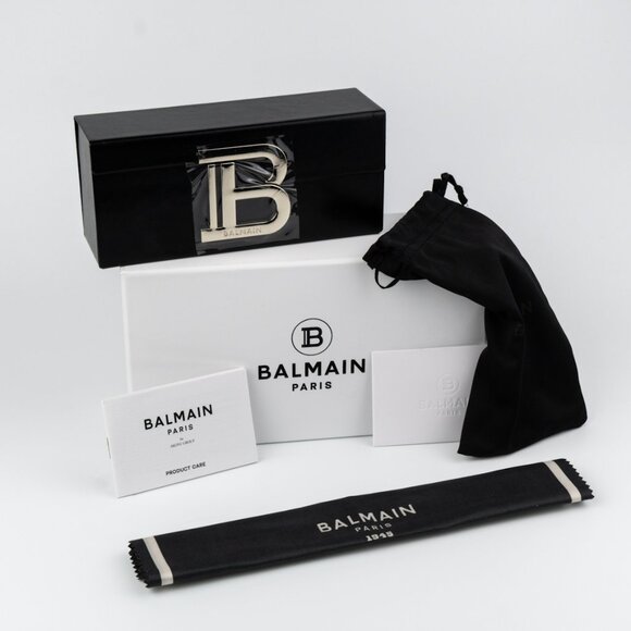 Balmain Men Sunglasses Titanium Black Gold Grey Rectangle ADMIRABLE BPS-130A-52 - Picture 12 of 14